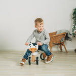 Wooden Ride On Cow, Sturdy Handlebars And Fluffy Seat
