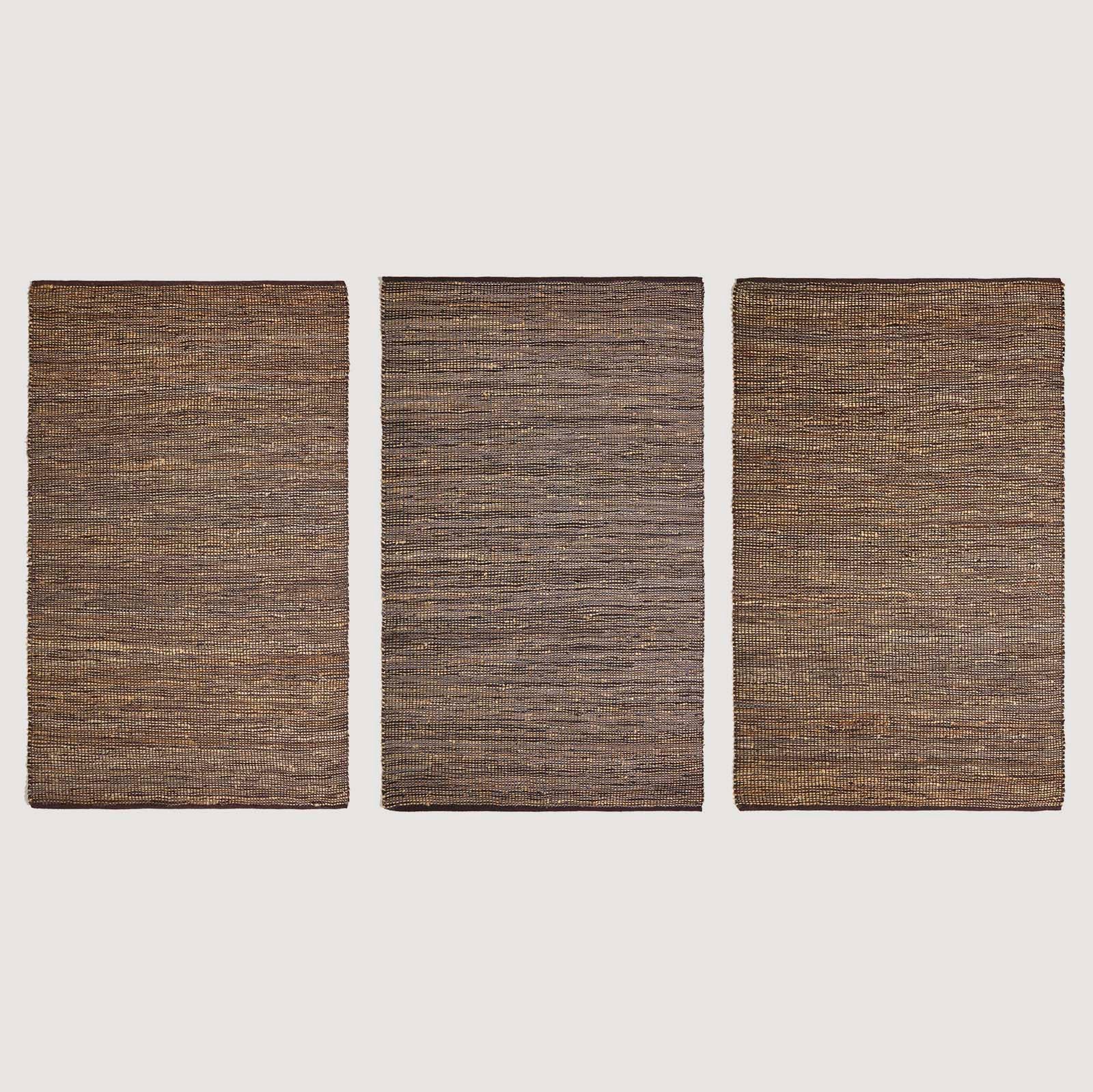 Madras Leather Hemp Rug | 120cm x 180cm | Brown