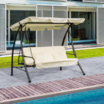 2-in-1 Garden Swing Chair For 3 Person With Tilting Canopy