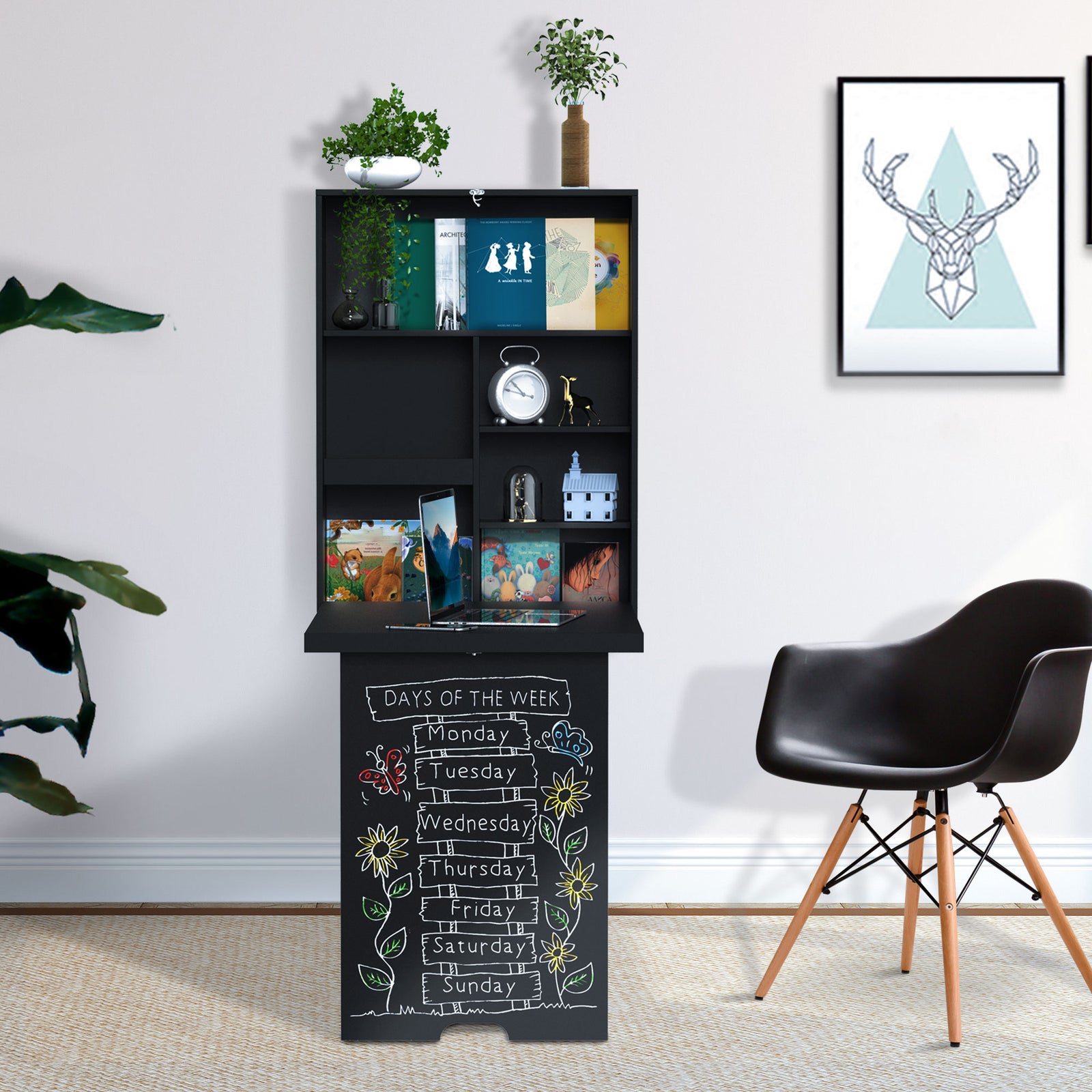 Multi-functional Folding Wall-mounted Drop-leaf Table | Jet Black