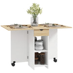 Foldable Dining Table, Drop Leaf Table With Storage | One Size | Oak