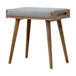 Solid Mango Wood Grey Tweed Tray Style Footstool