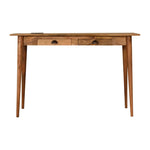 Solid Wood 2 Drawer Cable Writing Desk, 2 Drawers, Beige