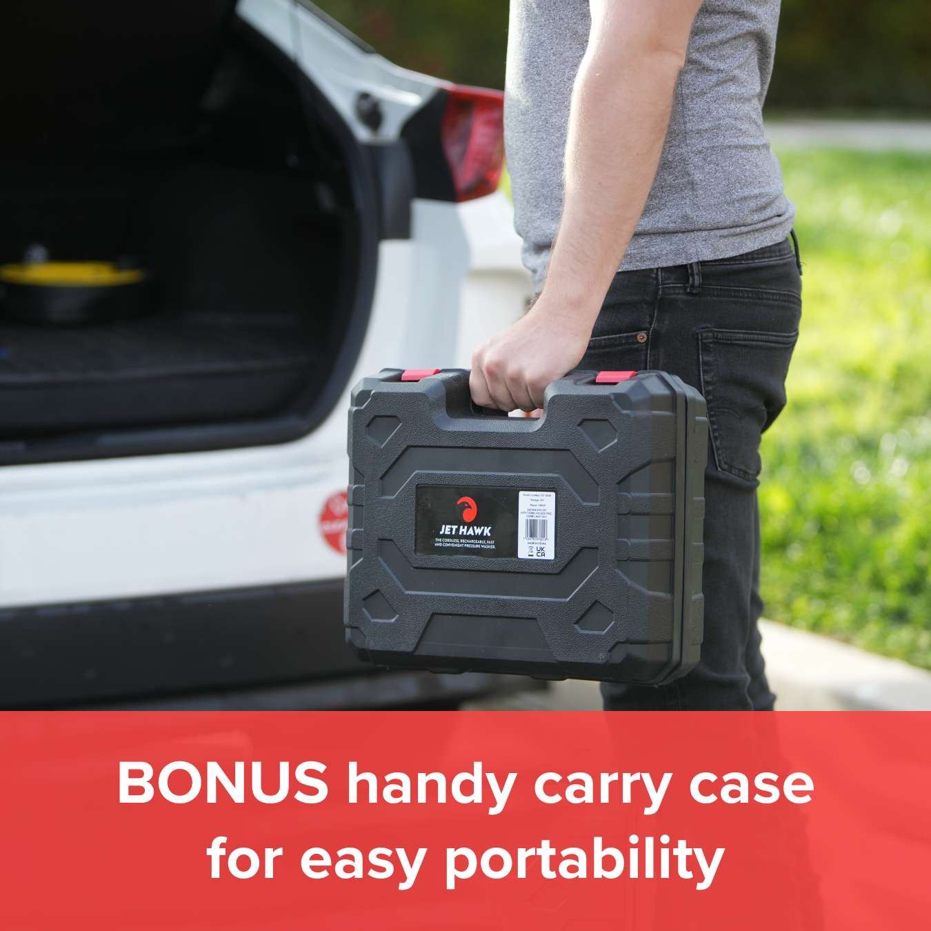 Jet Hawk Cordless Portable Pressure Washer | Red