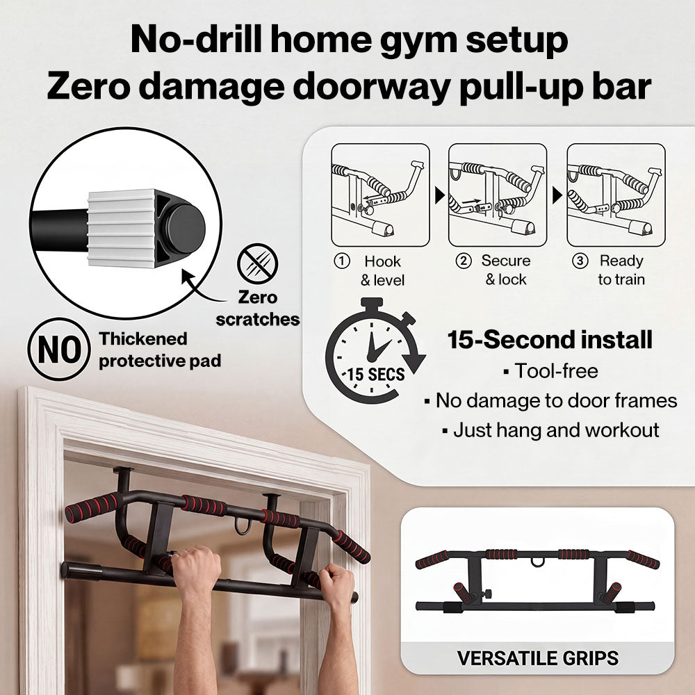 Pull Up Bar Doorway Chin Up Bar Home Strength Gym Heavy Duty Non Slip