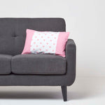 Cotton Cushion Cover With Hearts And Polka Dots Pattern | 30cm x 50cm | Pink