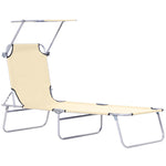 Reclining Sun Lounger Folding Recliner Garden Chair | Set of 1 | Beige