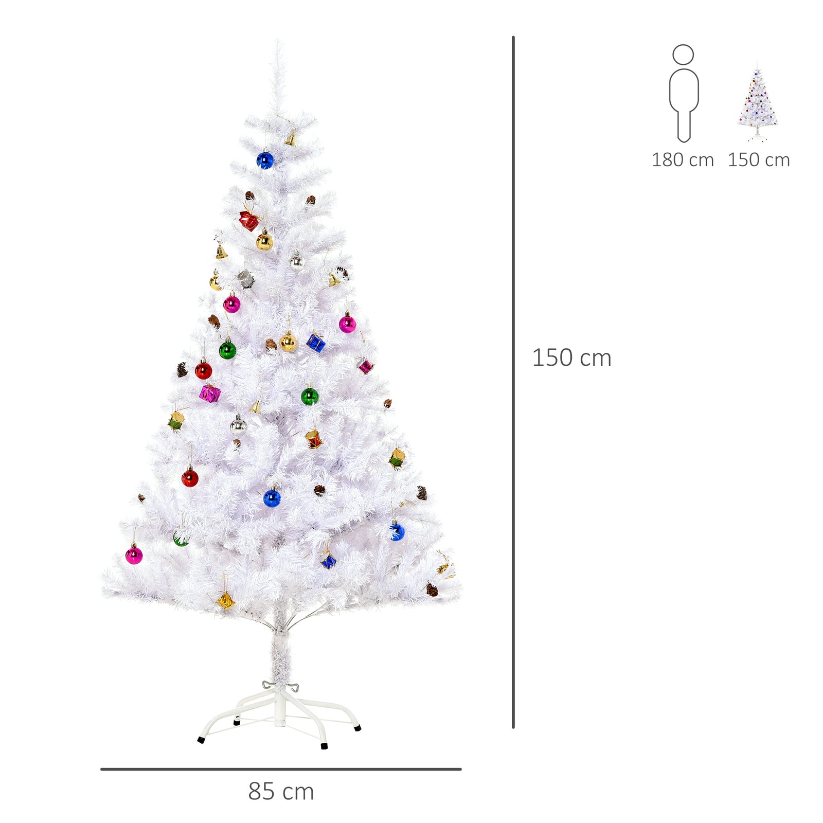 5ft Snow Artificial Christmas Tree W/ Metal Stand Decorations Home White | 5ft | White