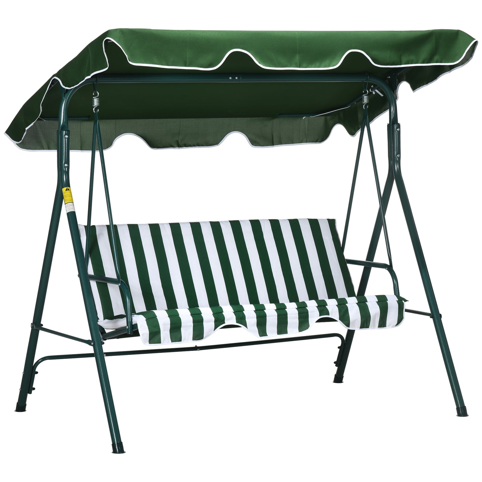 3-seat Swing Chair Garden Swing Seat W/ Adjustable Canopy | Green