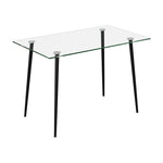 120cm W X 70cm D X 75cm H Modern Dining Table With Tempered Glass Tabletop & Metal Legs