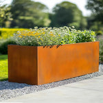 Corten Steel Trough Planter - Pre-rusted | 100cm x 40cm x 50cm | Brown