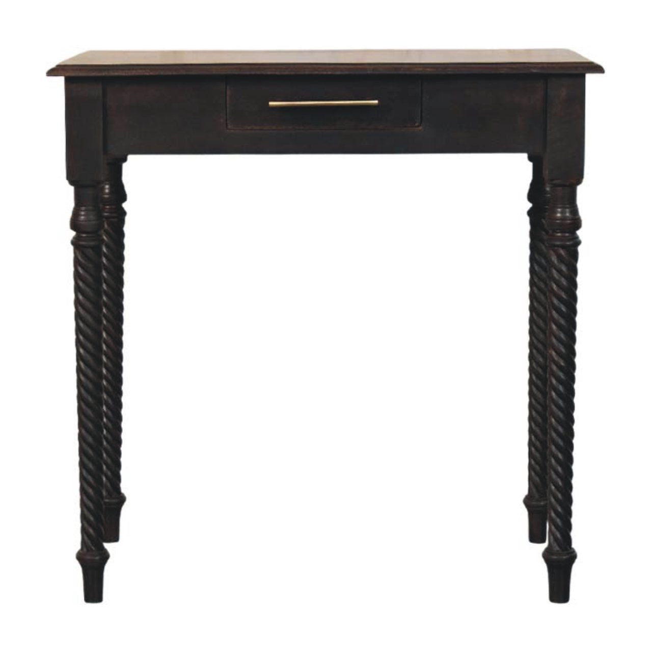 Solid Wood Cordelier Turned-leg Writing Desk, 1 Drawer, Brown
