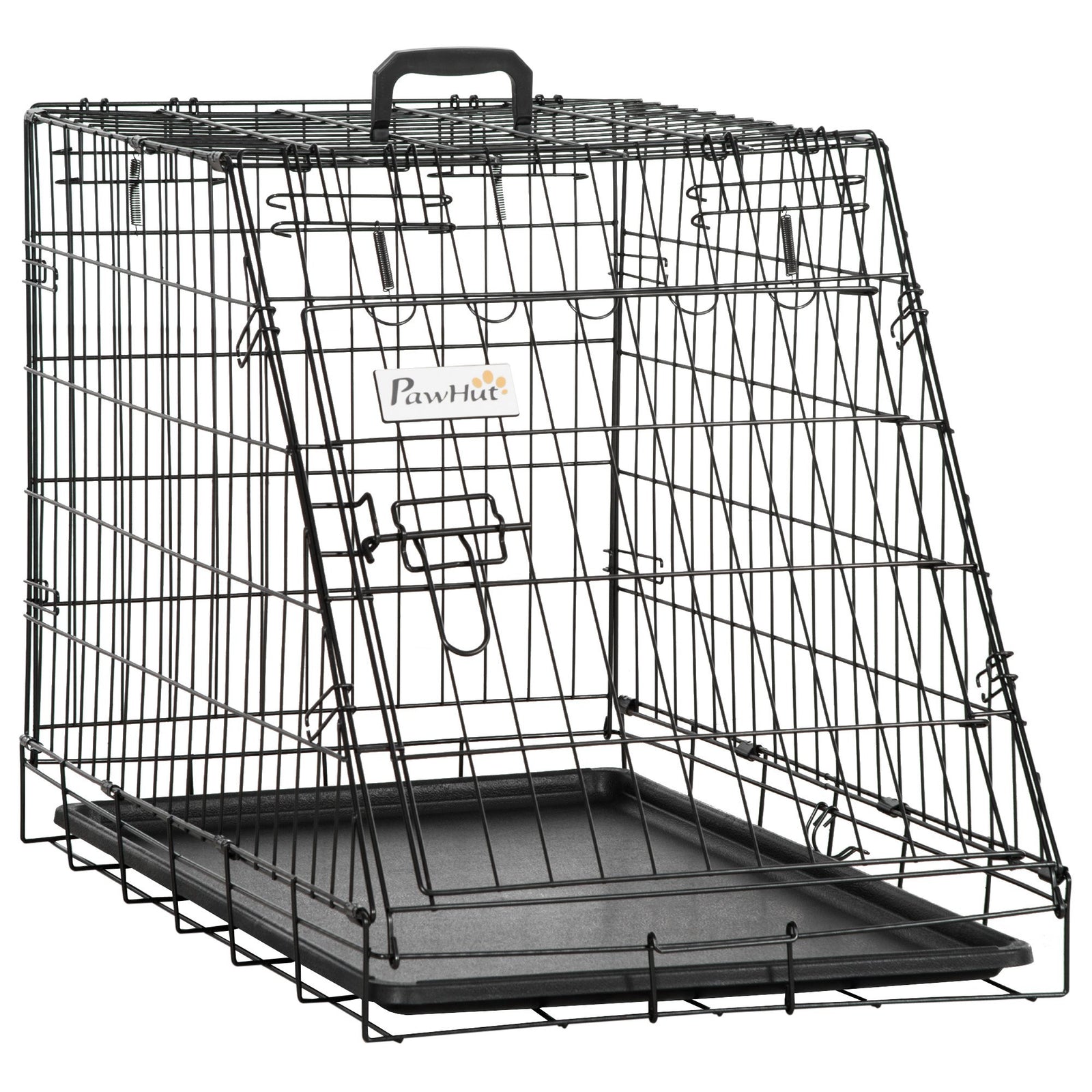 Metal Collapsible Car Dog Cage W/ Removable Tray