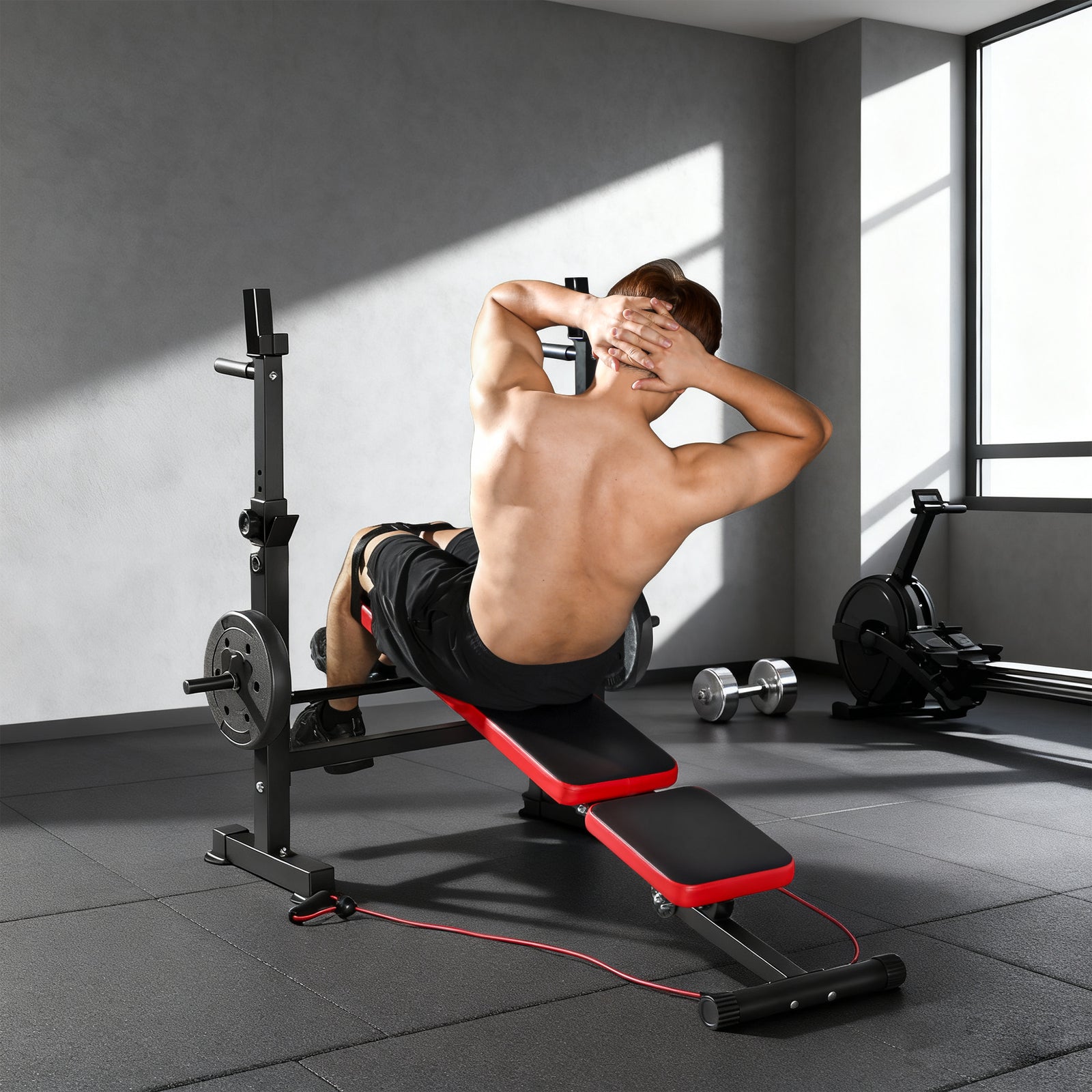 SPORTNOW Adjustable Weight Bench With Rack And Dip Stand