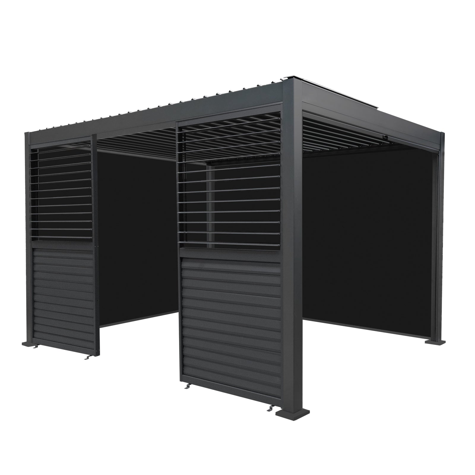 Aluminium Pergola With Anthracite Blinds & 2 Shutter Panels | 3m x 4m | Anthracite