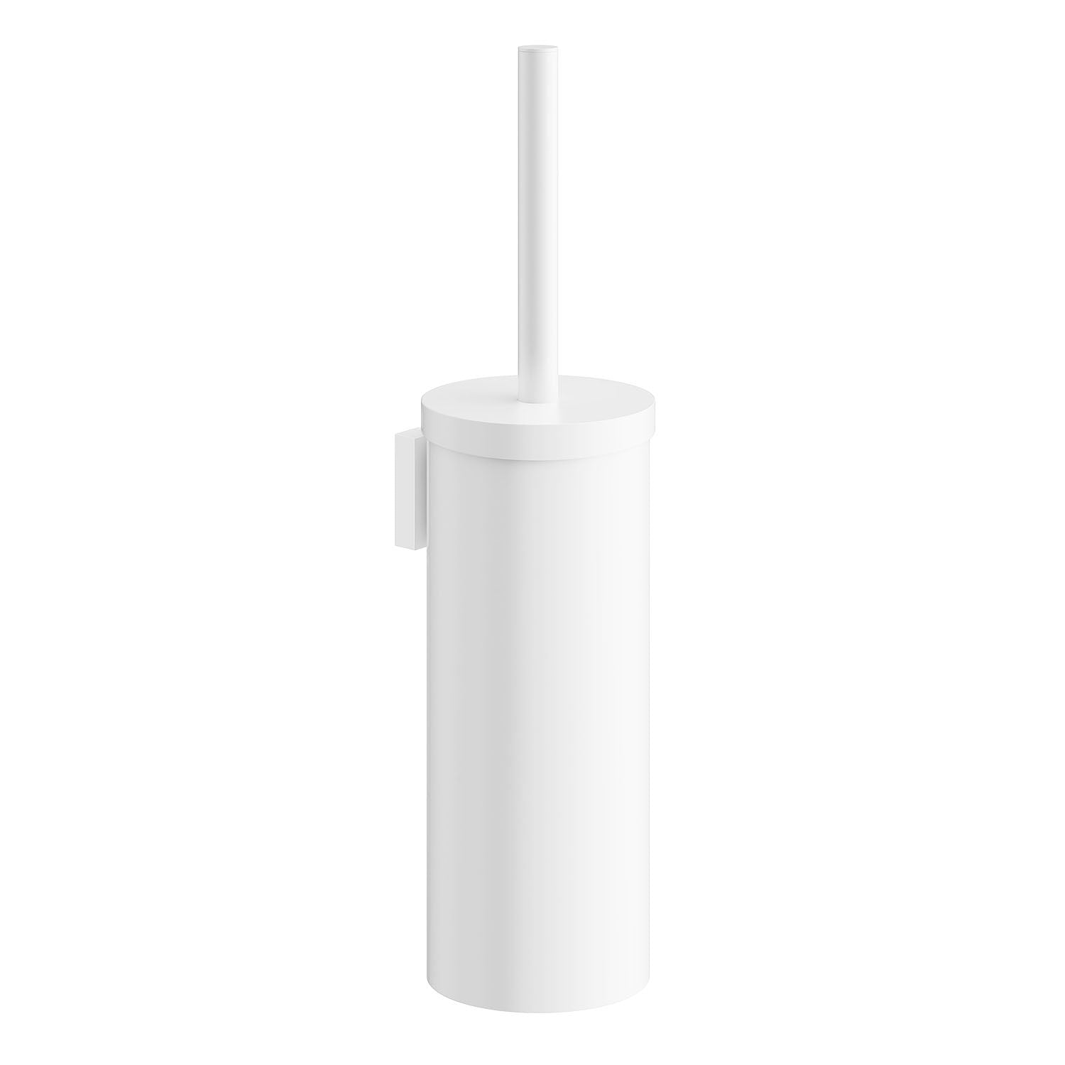 Toilet Brush And Container With Square Wall Mount Plate | White