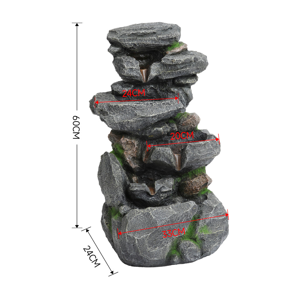 Living and Home Outdoor Rock Waterfall Fountain With Led Lights