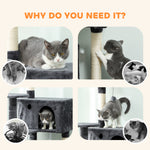 Cat Tree Tower With Sisal Scratching Posts, Condos | 180cm | Dark Grey