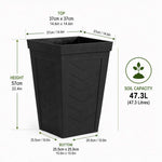 57cm Tall Chevron Effect Black Rubber Planters - Indoor Outdoor Planter | Set-of-2