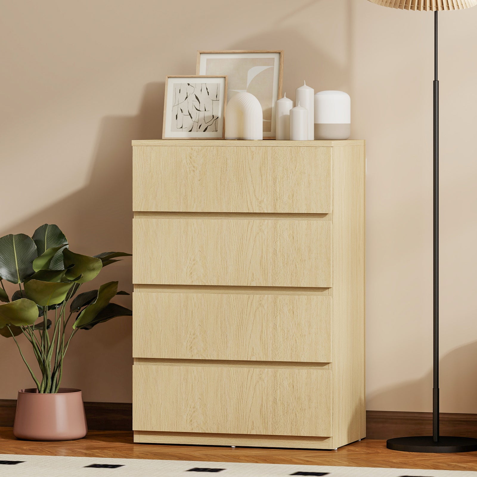 Bedroom Chest Of Drawers, 4 Drawers Dresser, Drawer Unit | Natural