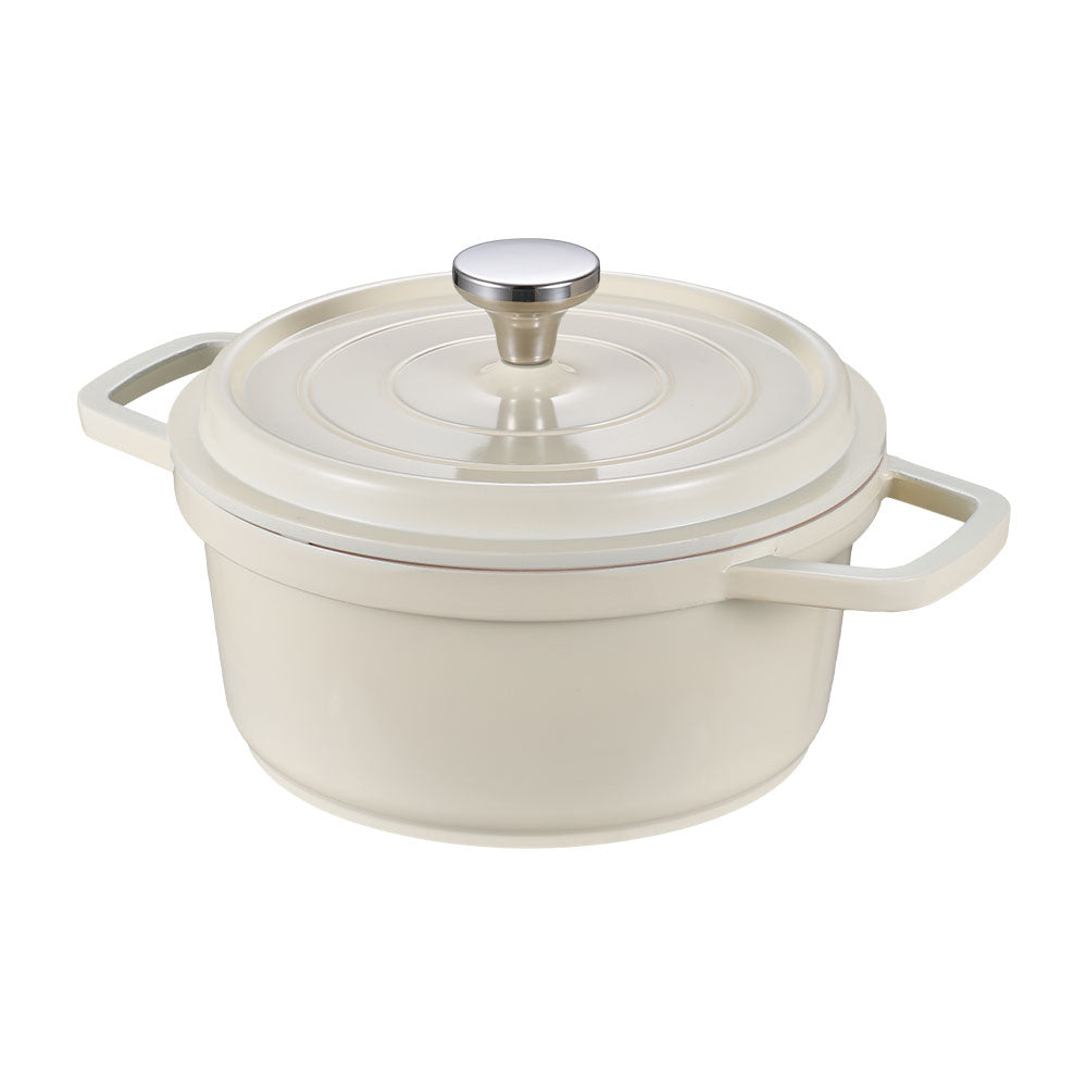 2.75l Enameled Cast Aluminium Dutch Oven With Lid | Cream