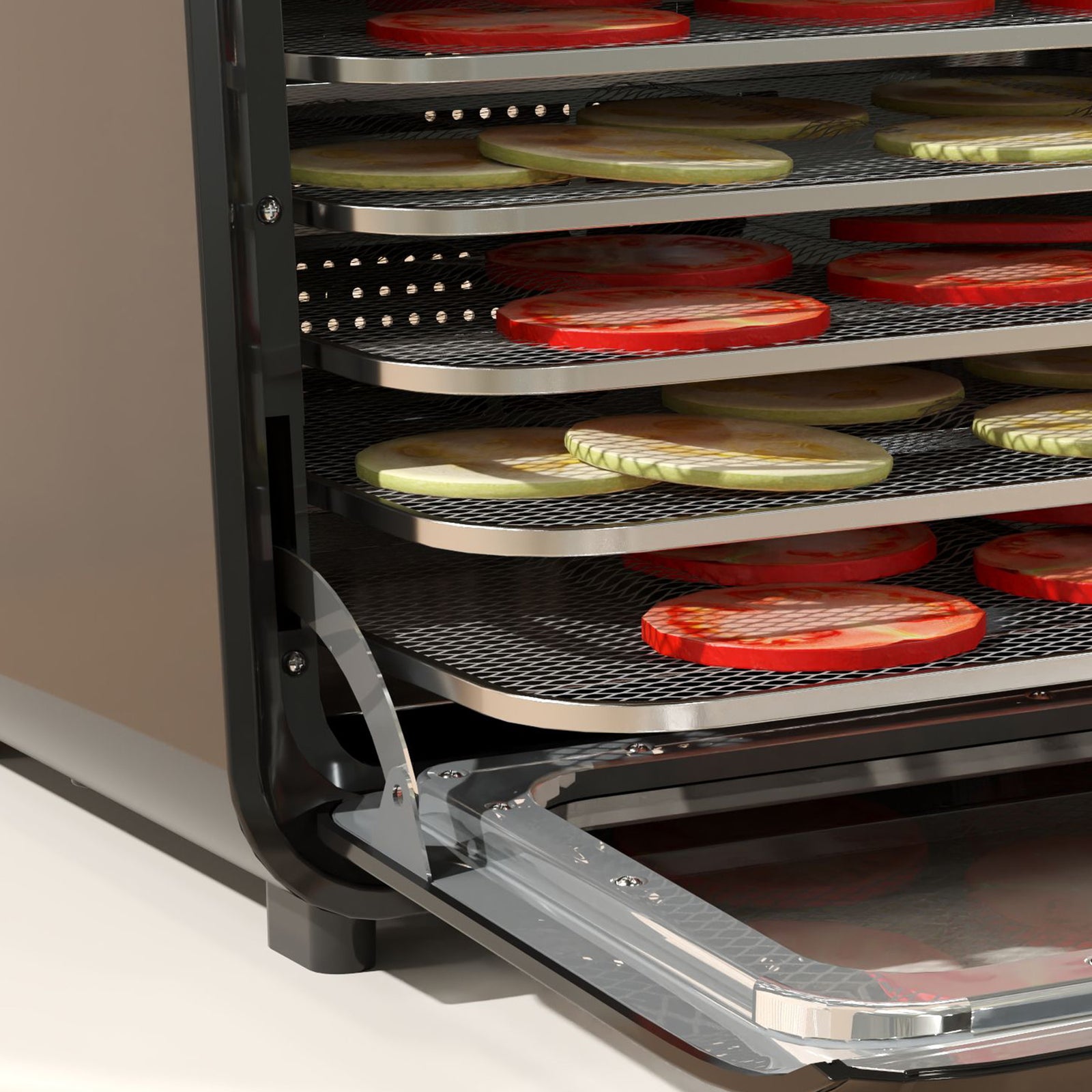 Food Dehydrator With 6 Stainless Steel Tray, For Fruit, Meat | One Size | Black