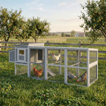 PawHut Large Chicken Coop, Wooden Hen House With Covered Run