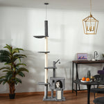 238-270cm Cat Tree Tower Ceiling High W/ Sisal Scratching Post Light Grey