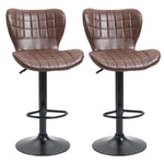 Bar Stools Set Of 2 Pu Leather Adjustable | Brown