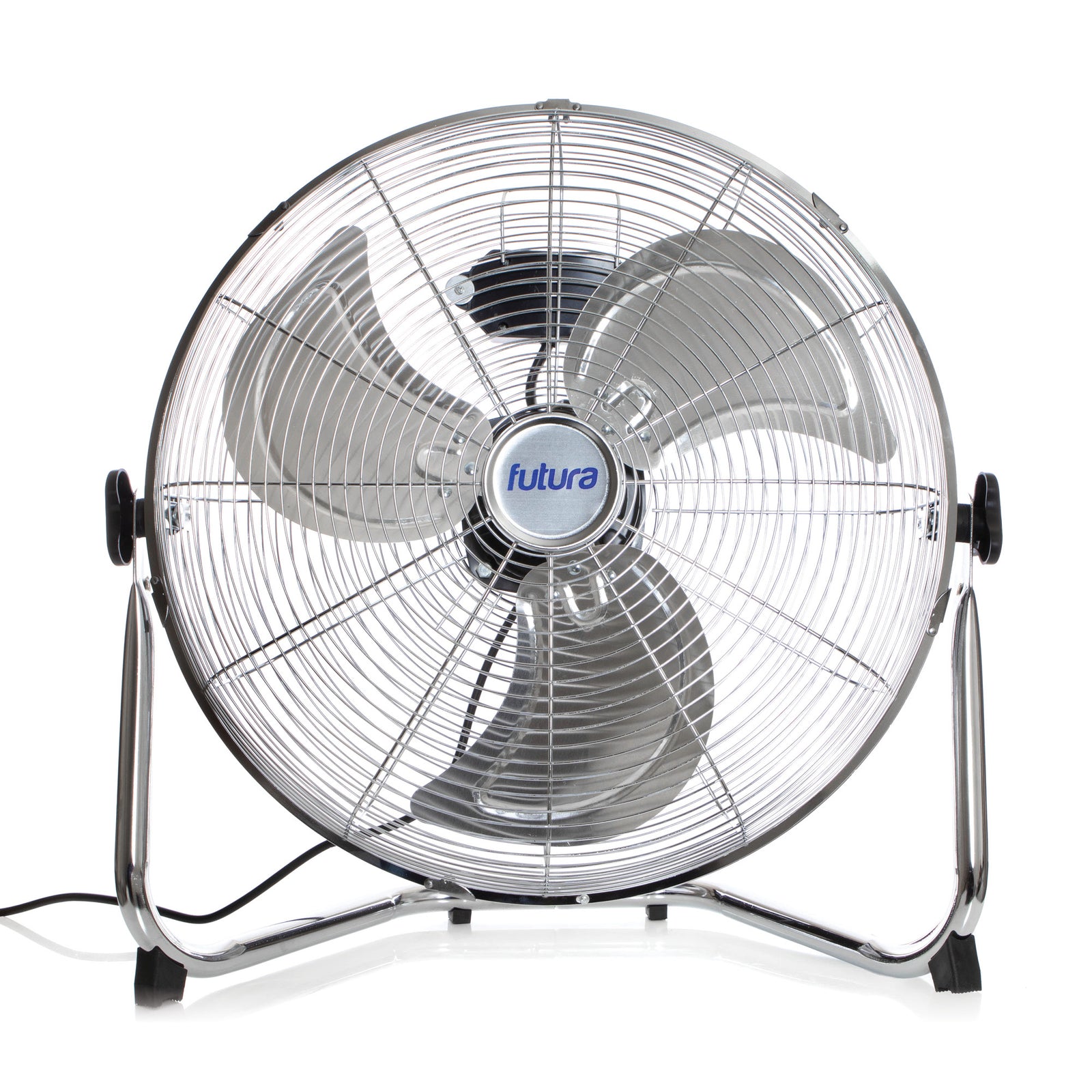 Floor Fan High Velocity Portable Chrome Fan Adjustable 3 Speed Standing Industrial Large Cooling Metal Gym Fan | 16" | Silver