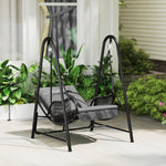 Rattan Swing Chair With Stand And Seat Cushion | Dark Gray