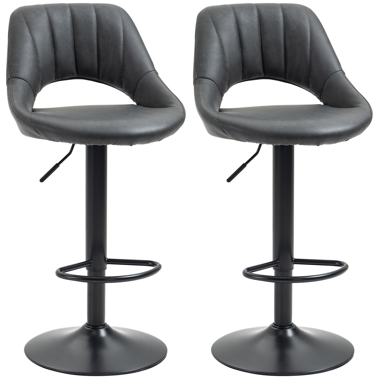 Barstools Set Of 2 Swivel Pu Leather