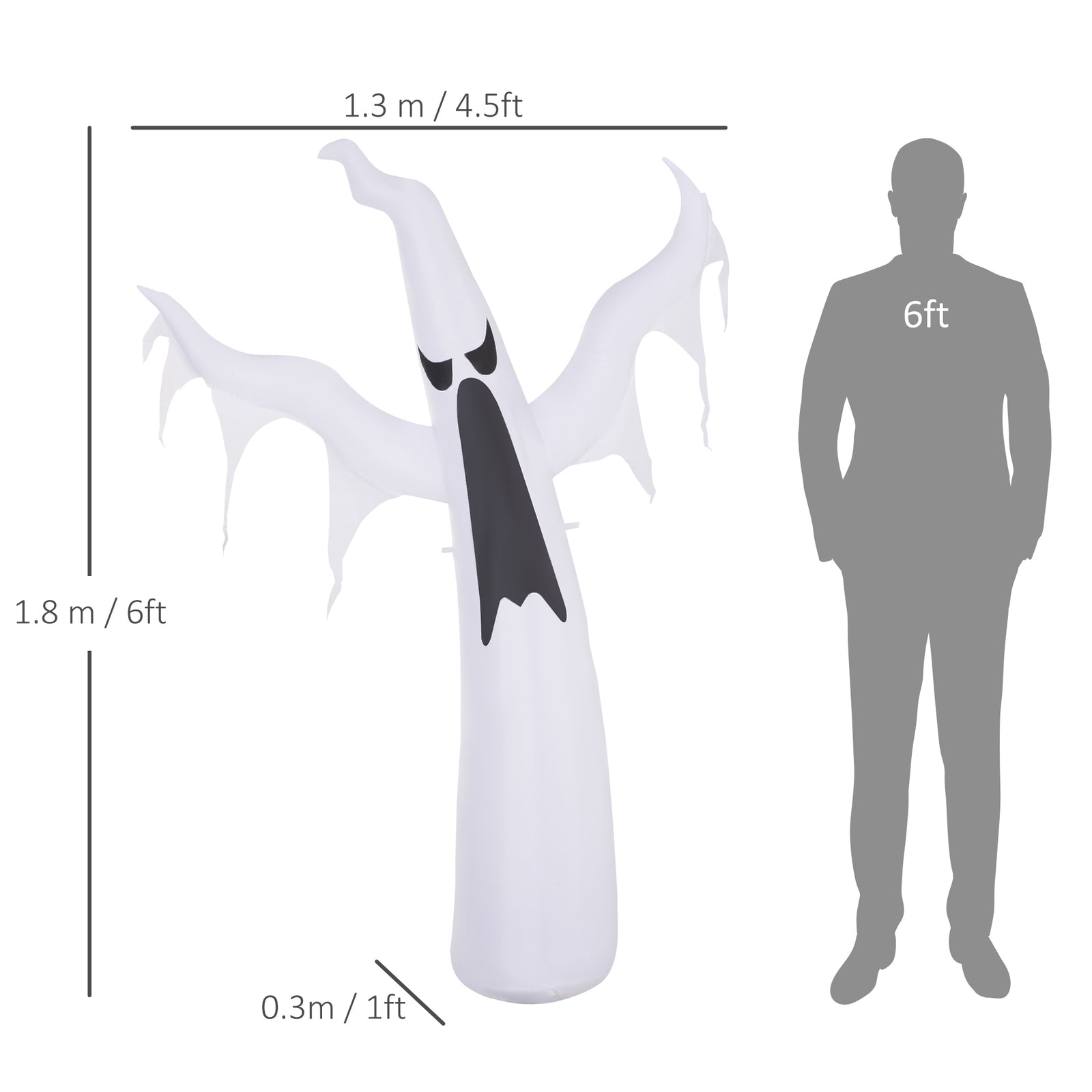 1.8m Inflatable  Halloween Party Decoration Ghost Light Up Led W/ Fan