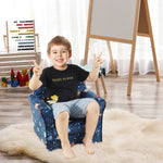 Kids Mini Armchair, Planet-themed Chair W/ Wooden Frame, Non-slip Feet