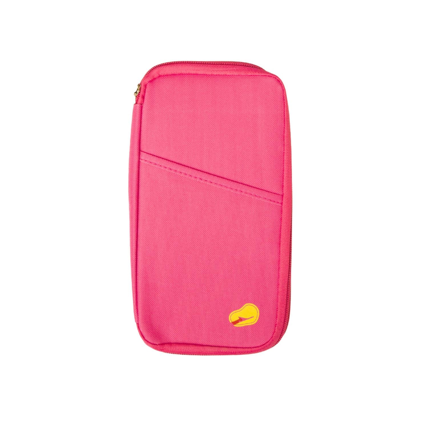 Aquarius Travel Document Passport Holder Organiser Zip Up Holiday Wallet - Pink