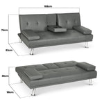 Faux Leather Click Clack Sofa Bed - 2 Seater | Grey