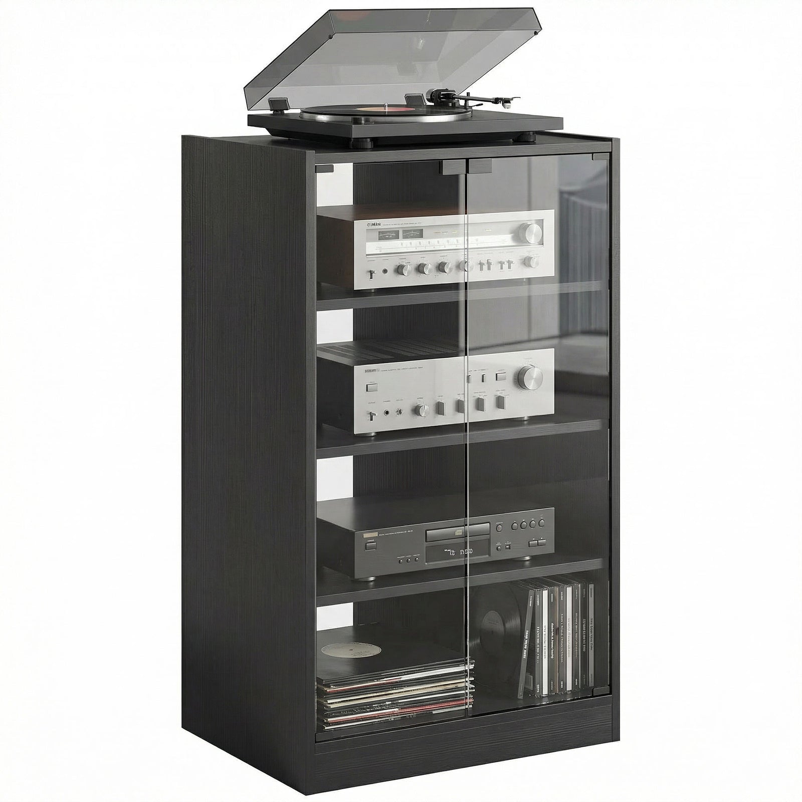 4-tier Hi-fi Stand With Adjustable Shelves | Black