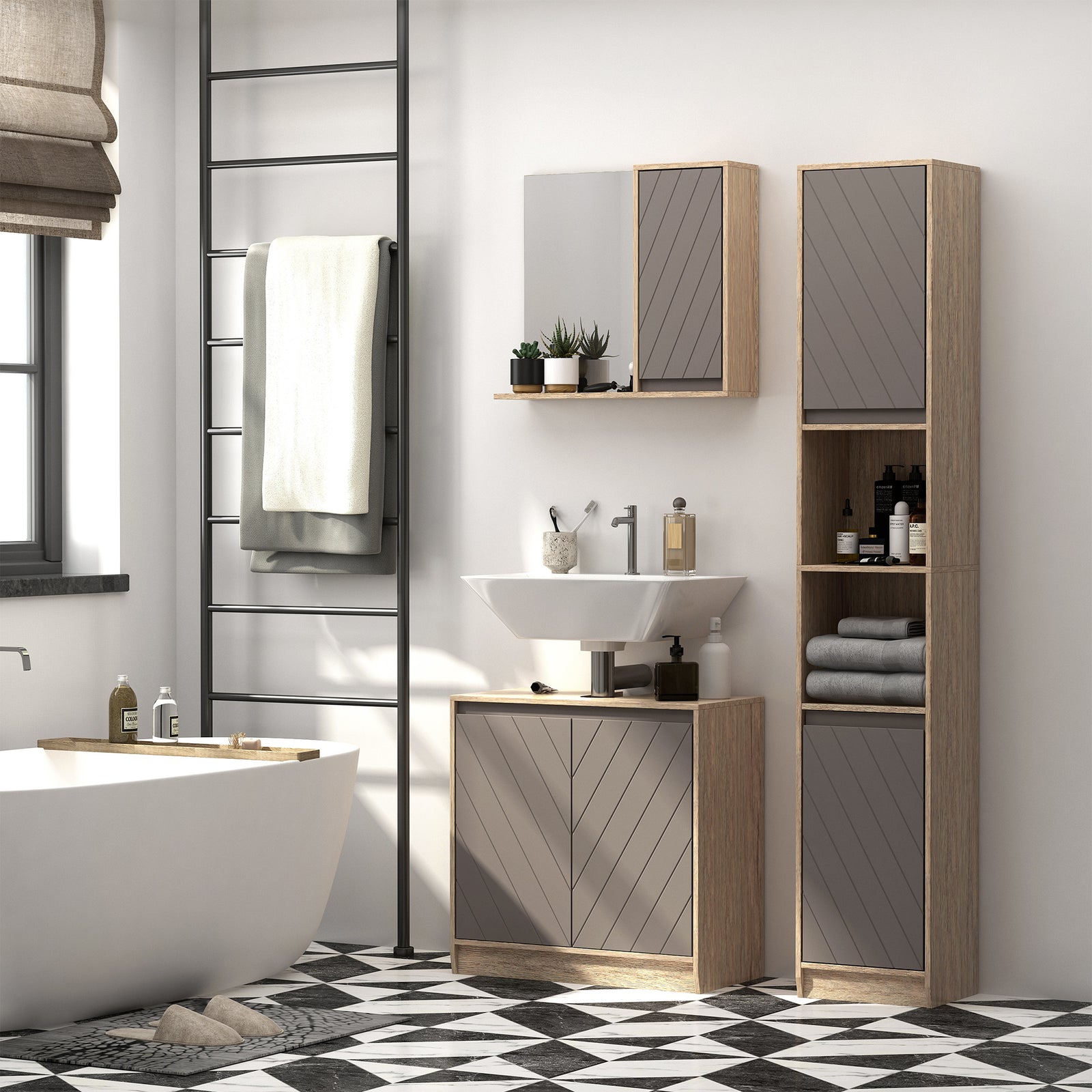 49x57cm Wall Mounting Bathroom Cabinet & Mirror Shelf Door