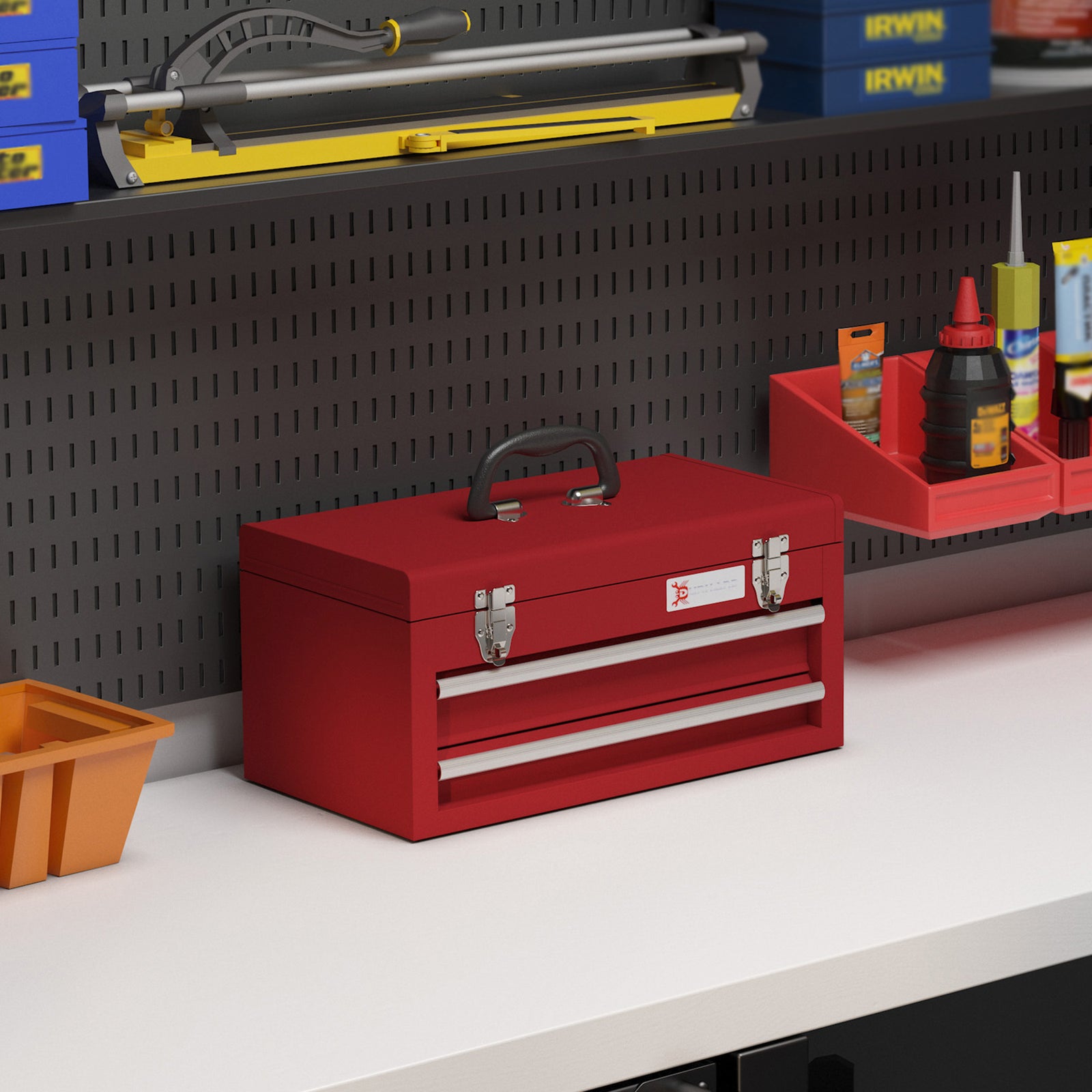 Lockable 2 Drawer Tool Chest With Ball Bearing Slide Drawers | Red