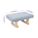Linen Upholstered Footstool With Wooden Legs | Light Blue