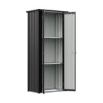 Metal Garden Storage Cabinet 2.6×1.5 Ft Outdoor Shed With 2 Shelves, Lockable Double Doors