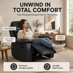 Manual Recliner Sofa 1 Seater Faux Leather | Black