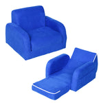 2 In 1 Kids Armchair Sofa Bed Fold Out Padded Wood Frame Bedroom | Blue