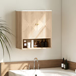 HOMCOM Bathroom Wall Cabinet With Adjustable Shelf And Open Shelf, Oak