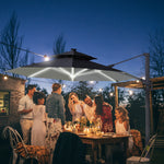 3m Cantilever Parasol W/ Solar Lights & 360° Spin | Dark Gray
