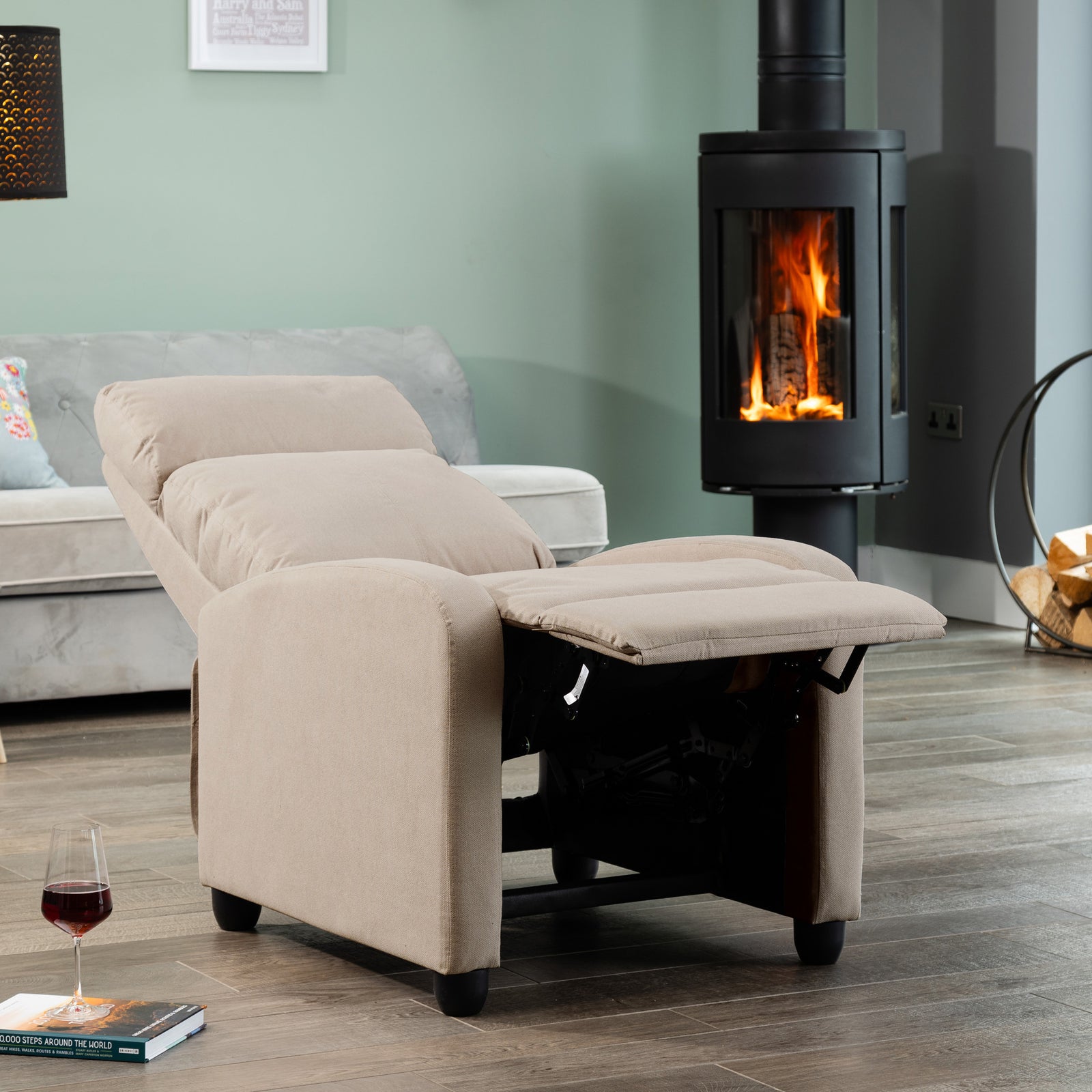 Medina Manual Push Back Recliner Armchair | Cappuccino