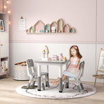 3 Pcs Height Adjustable Kids Table And Chair Set For Playroom | Grey