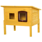 Pawhut Wooden Cat House Pet Home Outdoor Waterproof Door Roof Shelter Garden
