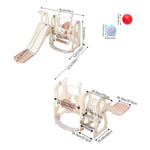 4-in-1 Kids Slide & Swing Set With Basketball Hoop | Pink