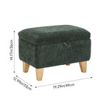 Chenille Upholstered Storage Ottoman Compact Footstool With Hidden Storage | Small | Green